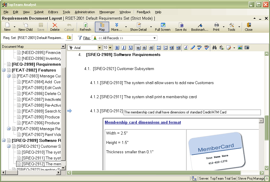 Requirements Document Layout